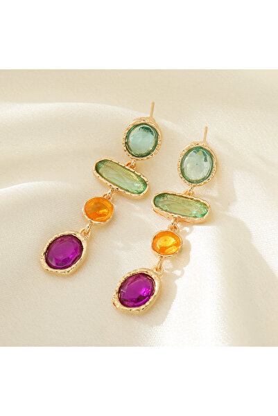 Choice Gold-color Bohemian Four-Color Gradient Irregular Artificial Gemstone ...