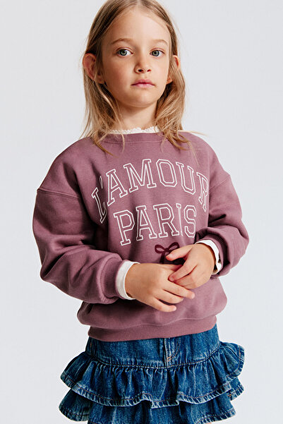 H&M Baskı Motifli ve İçi Tüylü Sweatshirt