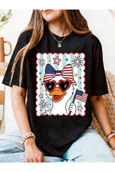 NOURAM This 100% Cotton T-Shirt Features A Patriotic Duck Design. It's Perfec...