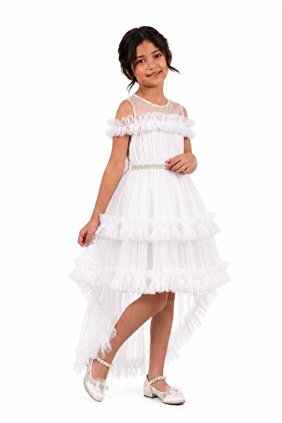 AHENGİM Girl's Princess Tulle Detailed Tailored Evening Dress for Special Occ...