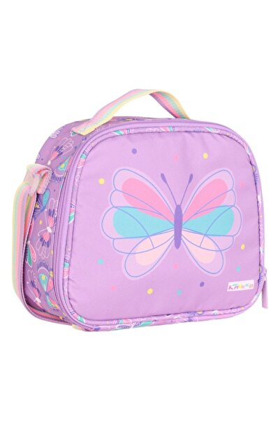 KAUKKO Kids Lilac Butterfly Patterned Girls' School Lunch Bag L7222-1