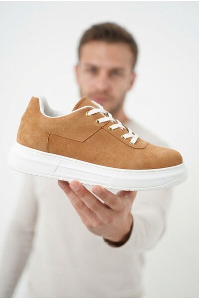 Zerenyus Zrk-X20 High Quality Tan Suede Thick Sole Men's Sneaker