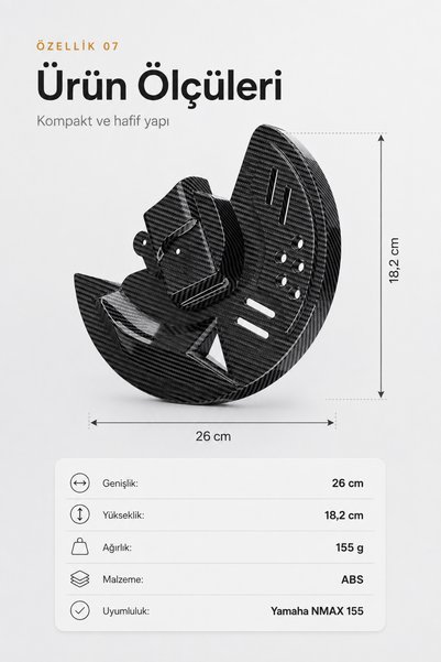 Motobros Yamaha NMAX 155 Uyumlu Ön Fren Disk Koruma Kapağı Karbon Görünümlü ABS Disk Koruyucu