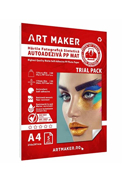 Art Maker Polypropylene PP self-adhesive Mat, A4, 5 sheets