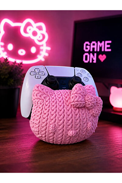Genel Markalar Hello Kitty Örgü Desenli Kol Standı 3D Baskı Dekoratif Oyuncu ...