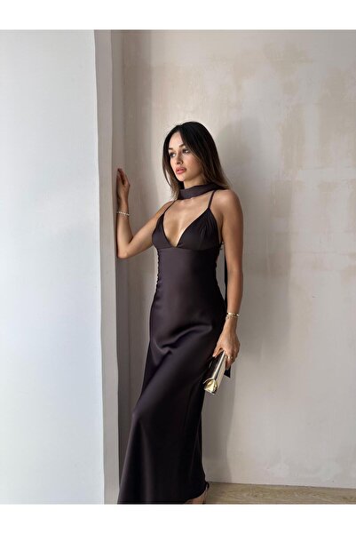 Mooi Butik Talya Dress 9778 - Bitter Brown