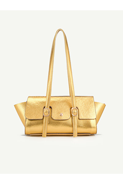 Beshora Yennefer Gold Belt Buckle Detailed Rectangular Baguette Handbag & Sho...