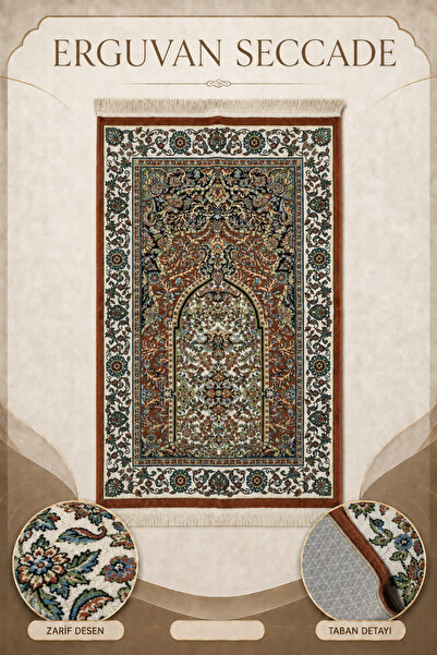 İlkbenaldim Ergüvan Prayer Rug Velvet Soft Textured Premium Prayer Mat 80X120...