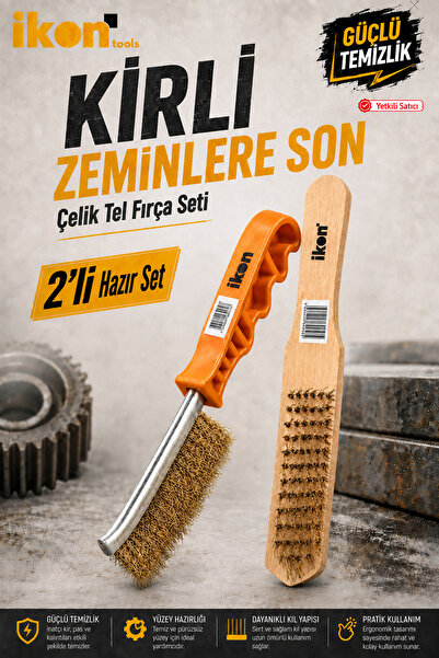 İkon Tools 2’li Çelik Tel Fırça Seti – Pas ve Kir Temizleme, Yüzey Hazırlama ...