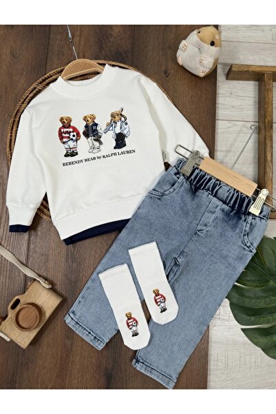my petit panda Teddy Bear Printed Socks, Long Sleeve Sweatshirt, Lycra Jeans,...