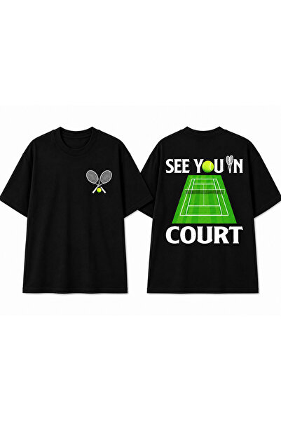 VODEXA Unisex Oversize Tennis Printed T-Shirt 100% Cotton Tennis Themed Comfo...