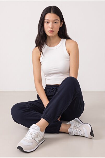 NOTHING Kadın Yüksek Bel Beli Lastikli Bağcıklı Cepli Paçası Lastikli Baggy Jogger Eşofman Altı PO-3051