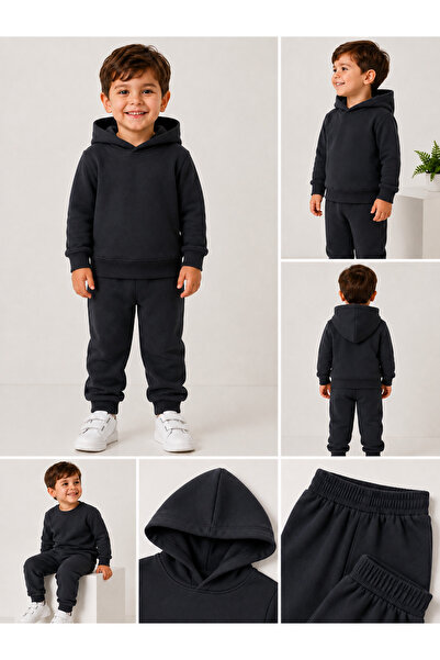 Melodikids Boy's Seasonal Hooded Top and Bottom Tracksuit Set 2-6 Years