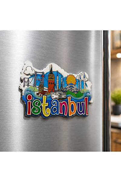 kt kuzey tacı Galata Kulesi, Köprü ve Camii Motifli Renkli Metal Magnet Dekor...