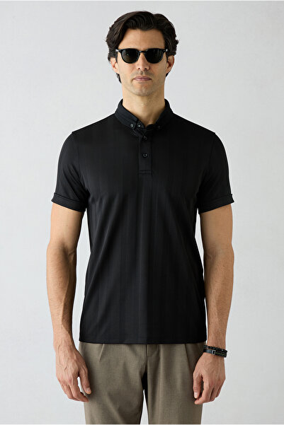 Kiğılı Slim Fit Patterned Buttoned Polo Collar T-Shirt