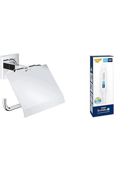Grohe Start Cube QuickFix Kapaklı Tuvalet Kağıtlığı + QuickGlue A1 Yapıştırıc...