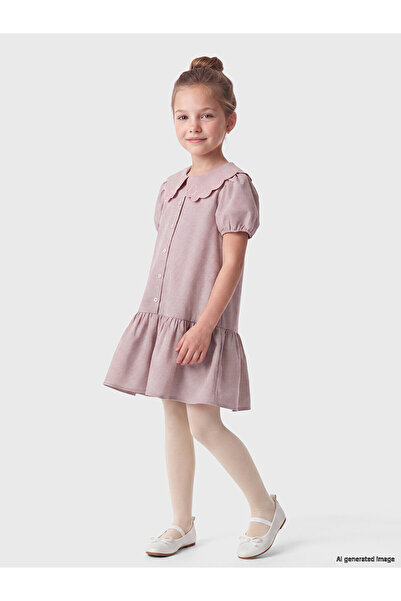LC Waikiki Lcw Kids Pink Poplin Plaid Girl's Dress with Nevavm Difference