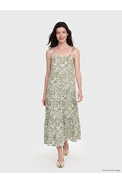 LC Waikiki Square Roba Collar Rope Strap Pleated Dress for Style Enthusiasts ...
