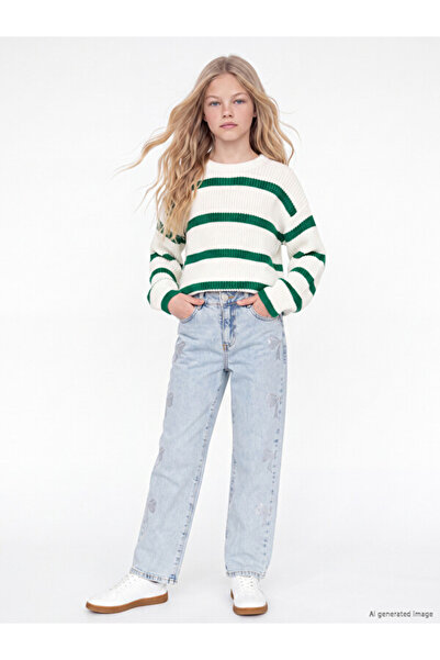 LC Waikiki Standard Fit Stone Embellished Girls' Jean Pants from Uzg Store fo...