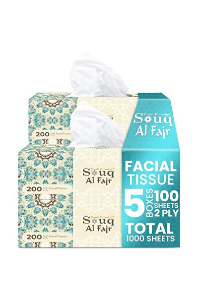 Generic Brand Pack Of 5 Souq Al Fajr Facial Tissue (200x1) Ply Premium Tissue...