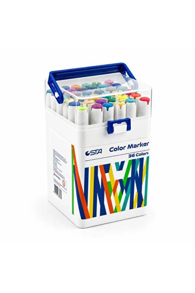 STA 910336 ÇİFT UÇLU ALKOL BAZLI MARKER 1mm/1-7mm UÇ KALEM SETİ 36'LI (RENK) ...