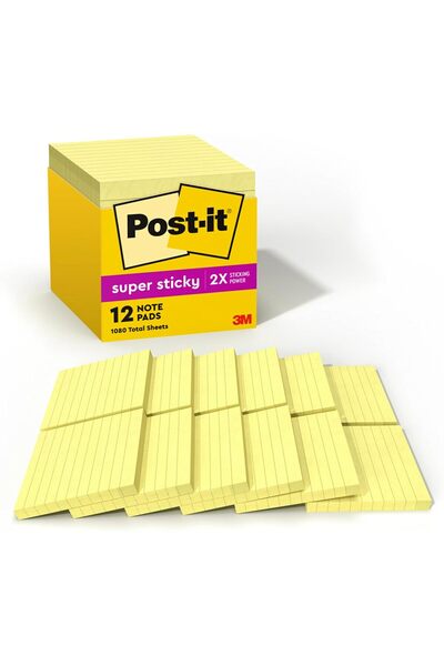 Post-it Süper yapışkan notlar, 10,2 x 10,2 cm, 12 blok, 2 x yapıştırma gücü, ...