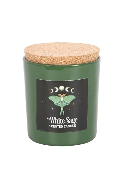 Generic Brand White Sage Scented Candle, Green Glass Container with Cork Lid,...