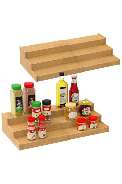 Generic Exrp Spice Rack Kitchen Cabinet Organizer- 3 Tier Bamboo Expandable D...