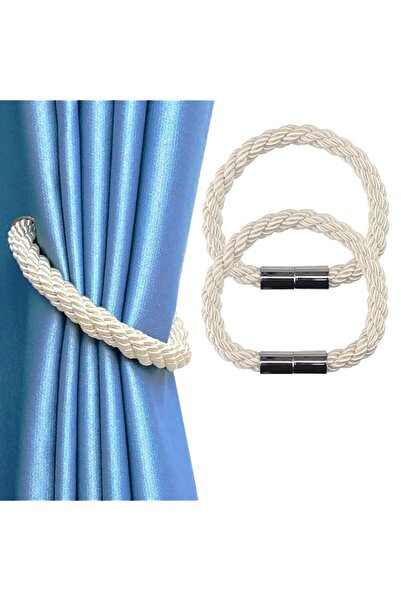 Generic 2 PCS Curtain Rope Fasteners with Strong Magnets, Braided Rope Curtai...