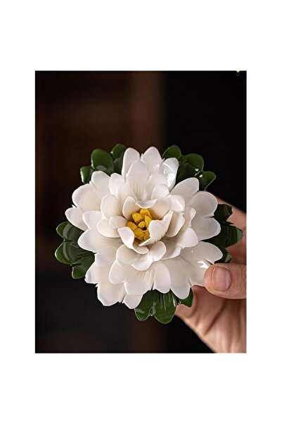 Generic Brand Porcelain Peony Incense Holder, 3.8in White Ceramic Flower Arom...