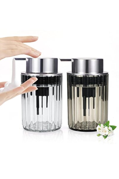 Generic 2 Pack Acrylic Foaming Soap Dispenser Set | Modern Clear & Clear Grey...