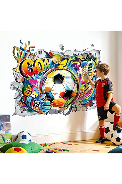 Generic Brand 3D Soccer Wall Stickers for Boys Room, Creative Football Breakt...