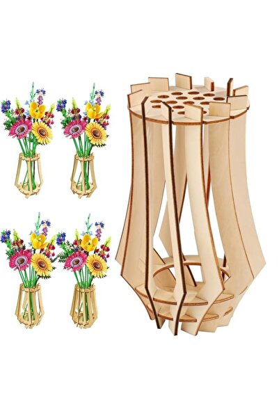 Generic Wooden Puzzle Vase, Flower Vase for Building Blocks Bouquet, 3D Woode...