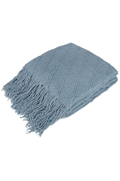 Generic PAVILIA (150cm x 200cm - Twin, Dusty Blue) - Knitted Throw Blanket Fr...