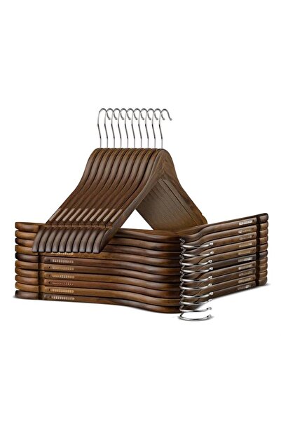 Generic ZOBER Wooden Dress Hangers with Grooved Rubber (Vintage Wood, 10 Pack)