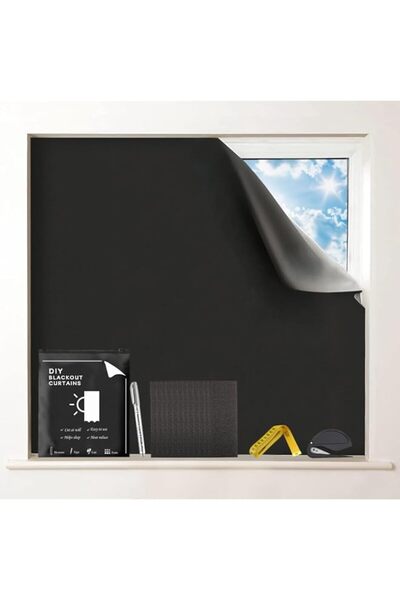 Generic 100% Blackout Blind 145 x 200cm 420D Black Out Fabric Portable Blacko...