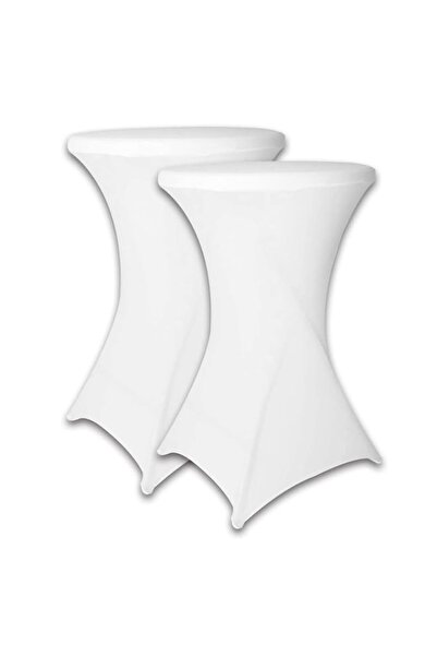 Generic 2 Pack Cocktail White Spandex Stretchable Tablecloths,Round Highboy S...