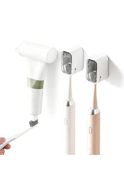 Generic Wall Mounted Toothbrush Holder with Dust-Proof Cover, 2 Pack, Grey Tr...