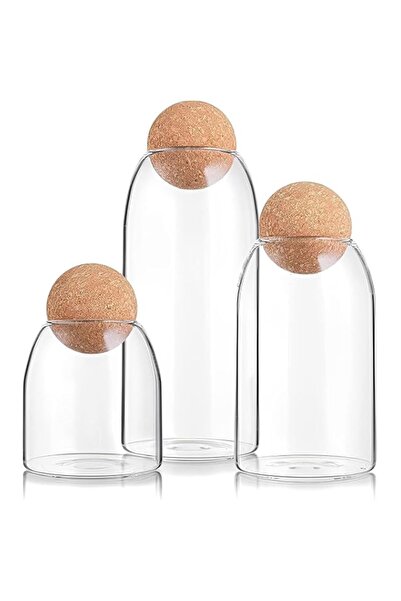 Generic Portal AE Glass Jar with Ball Cork Lid, Glass Canister with Wood Lid,...