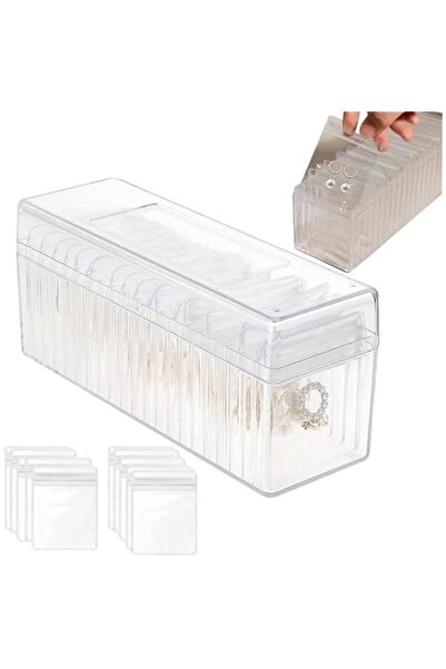 Generic Brand Acrylic Jewelry Box Organizer with 20 Portable PVC Bags, Clear ...
