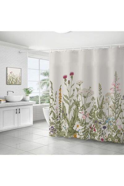 Generic Watercolor Floral Shower Curtain Bathroom Curtain Waterproof and Damp...