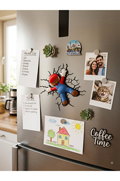 Genel Markalar Mario Duvara Çarpmış Magnet - Mario Fridge Magnet