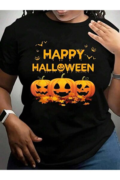 9JY Happy Costumes Funny Gifts Pumpkins Men Women Halloween Black Graphic T S...