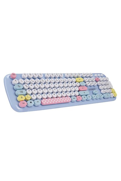 Everest KM-6284 WHISKER Renkli Tuşlu Mavi Kablosuz Q Klavye + Mouse Set