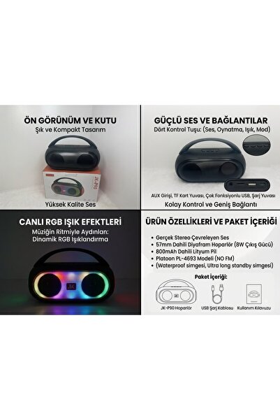 RGB Işıklı Taşınabilir Hoparlör