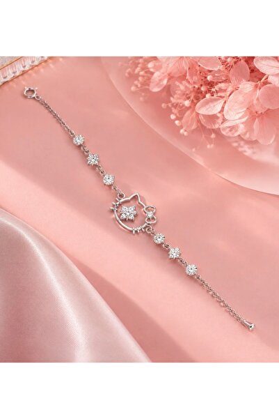 shop HELLO KITTY GÜMÜŞ TAŞLI KOLYE BİLEKLİK SETİ ÇELİK