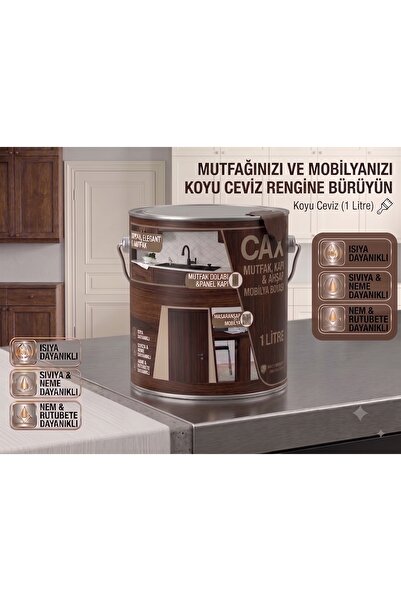 caxcolors CAX Mutfak Dolabı ve Panel Kapı Boyası 1 Lt - Isıya Neme Dayanıklı ...