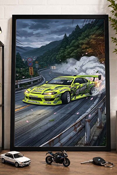dudekohome Nissan Silvia Drift Poster Çerçeveli Tablo JDM Araba Duvar Dekoru ...