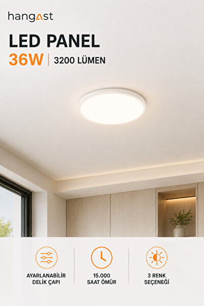 HANGAST 36W LED Panel Yuvarlak Sıva Altı Spot 3200 Lümen 3 Renk 3000K 4000K 6...