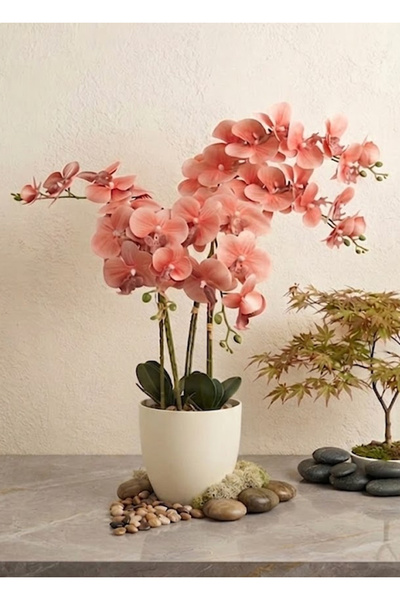 co arma Artificial Orchid Flower with Four Branches, 80cm in Height